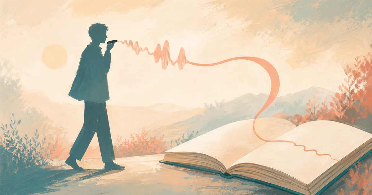 Человек говорит в телефон — голос превращается в запись дневника