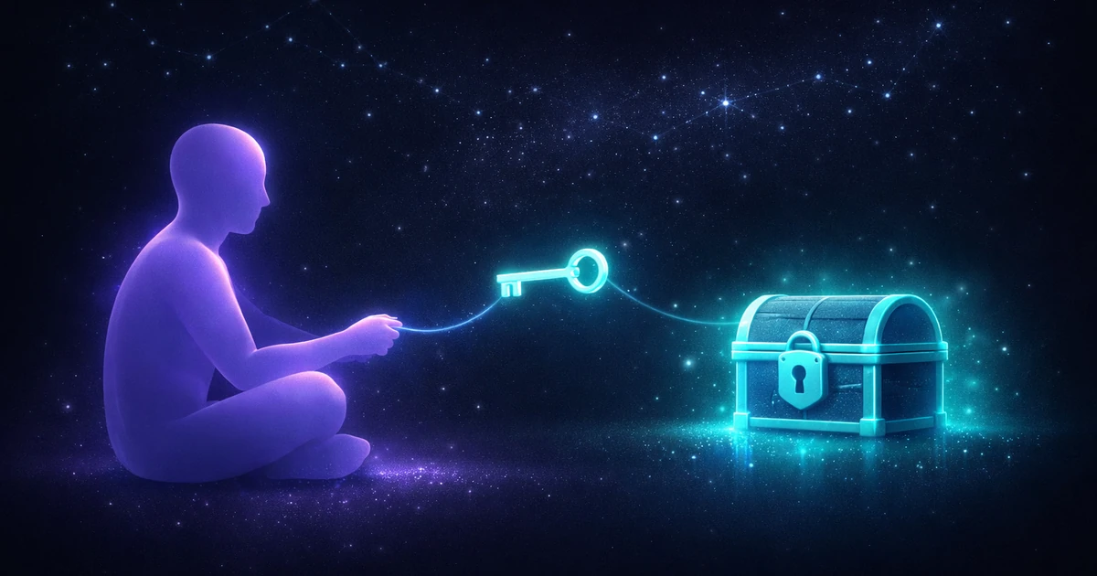 Человек и запертый сундучок с ключом — метафора контроля над своими данными